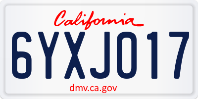 CA license plate 6YXJ017