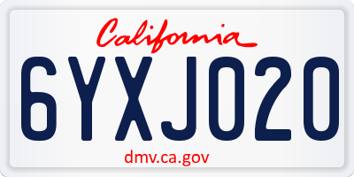 CA license plate 6YXJ020