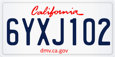 CA license plate 6YXJ102