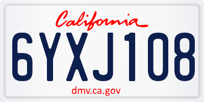 CA license plate 6YXJ108