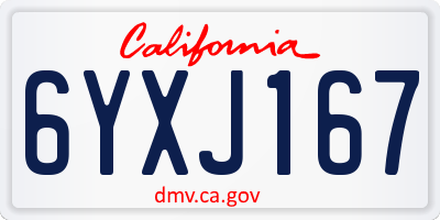 CA license plate 6YXJ167