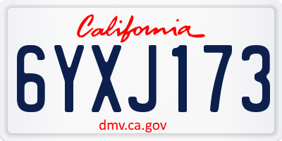 CA license plate 6YXJ173