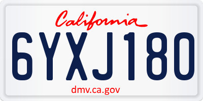 CA license plate 6YXJ180