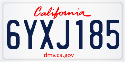 CA license plate 6YXJ185