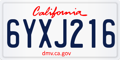 CA license plate 6YXJ216