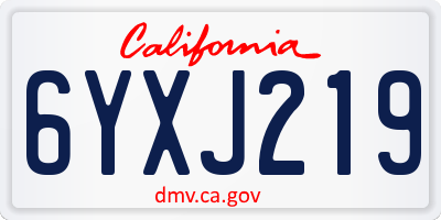 CA license plate 6YXJ219