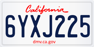 CA license plate 6YXJ225