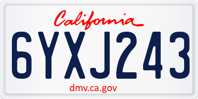 CA license plate 6YXJ243