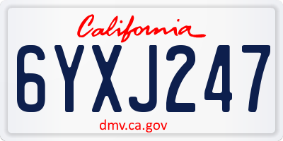 CA license plate 6YXJ247