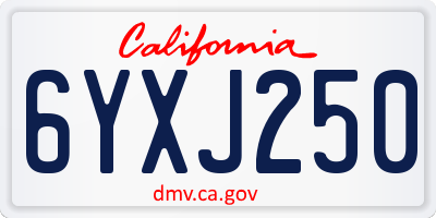 CA license plate 6YXJ250