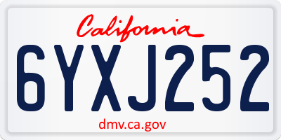 CA license plate 6YXJ252