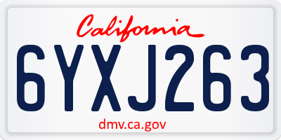CA license plate 6YXJ263