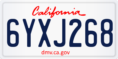 CA license plate 6YXJ268
