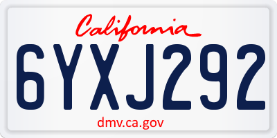 CA license plate 6YXJ292