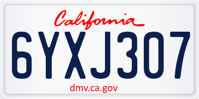 CA license plate 6YXJ307