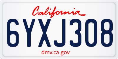CA license plate 6YXJ308