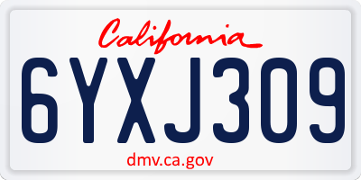 CA license plate 6YXJ309