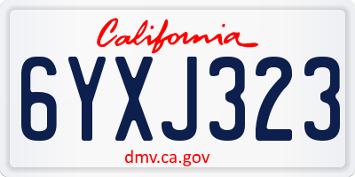 CA license plate 6YXJ323