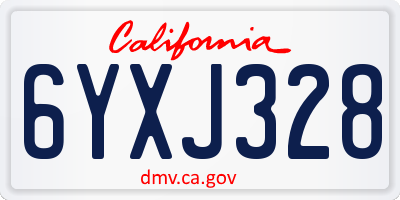 CA license plate 6YXJ328