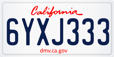 CA license plate 6YXJ333