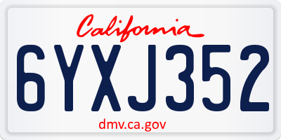 CA license plate 6YXJ352