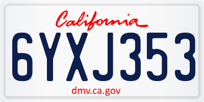 CA license plate 6YXJ353