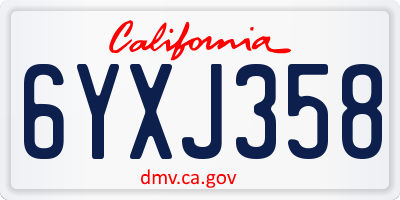CA license plate 6YXJ358