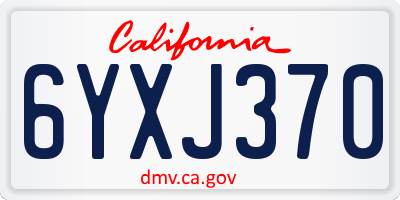 CA license plate 6YXJ370