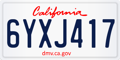 CA license plate 6YXJ417