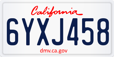 CA license plate 6YXJ458