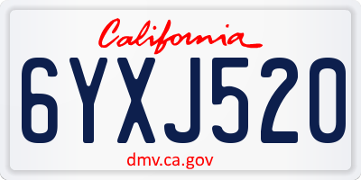CA license plate 6YXJ520