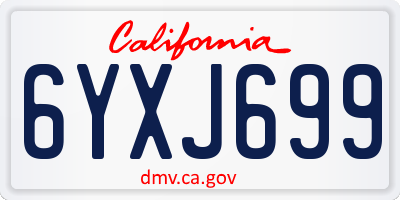 CA license plate 6YXJ699