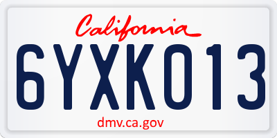 CA license plate 6YXK013