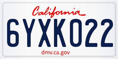 CA license plate 6YXK022