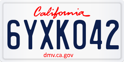 CA license plate 6YXK042