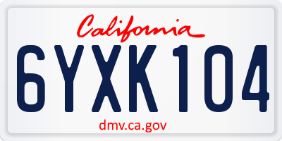 CA license plate 6YXK104