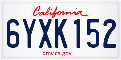 CA license plate 6YXK152