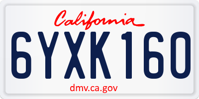 CA license plate 6YXK160