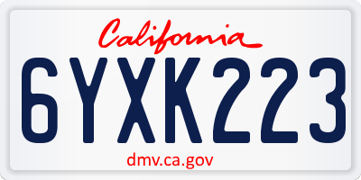 CA license plate 6YXK223