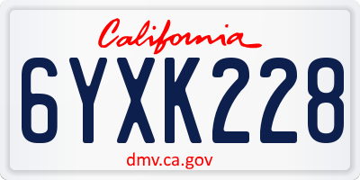 CA license plate 6YXK228