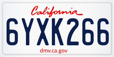 CA license plate 6YXK266