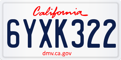 CA license plate 6YXK322