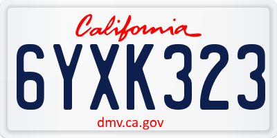 CA license plate 6YXK323