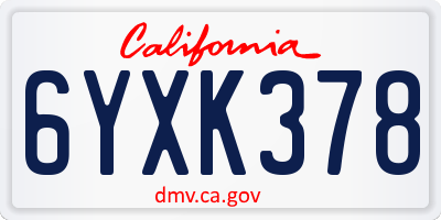 CA license plate 6YXK378