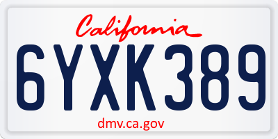 CA license plate 6YXK389