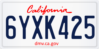 CA license plate 6YXK425