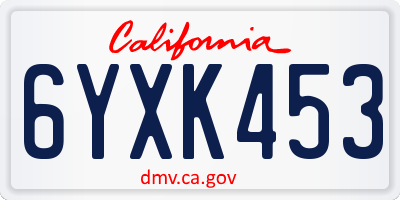 CA license plate 6YXK453