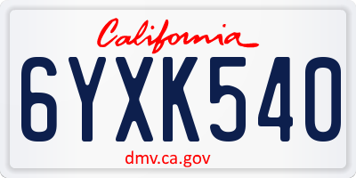 CA license plate 6YXK540