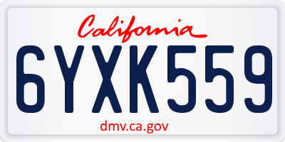 CA license plate 6YXK559