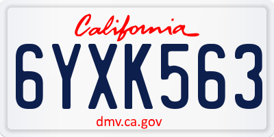 CA license plate 6YXK563